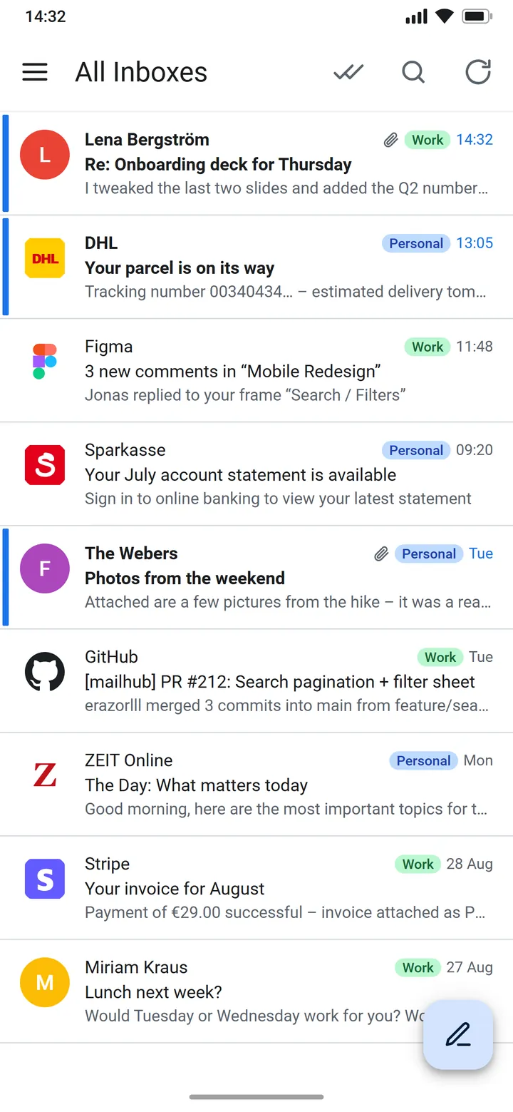 AllMailHub for Android: all inboxes