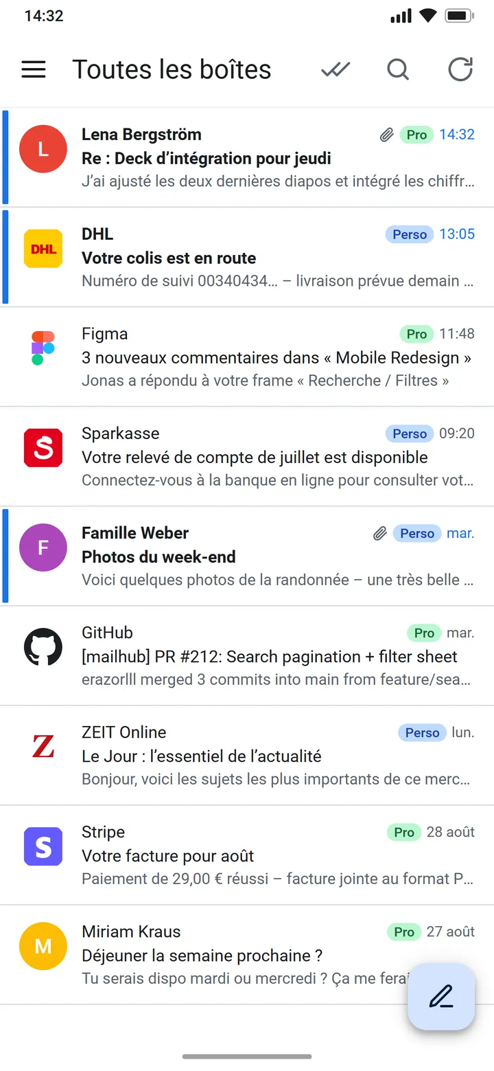 AllMailHub pour Android : toutes les boîtes de réception
